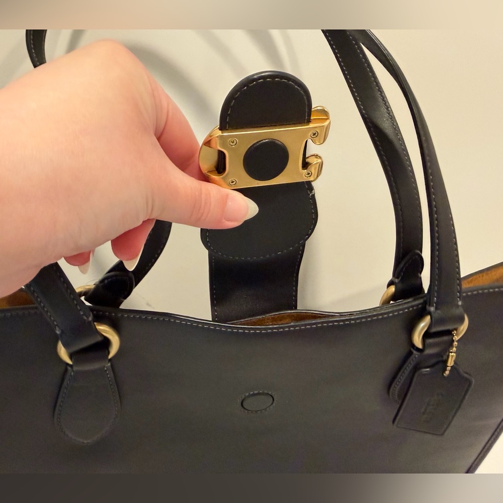 NWT Coach Theo Black Leather Tote Bag - Picture 6 of 16
